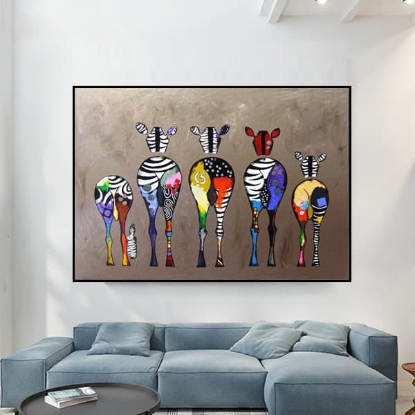 Zebras Coloridas Estilo Ilustração Pop Art