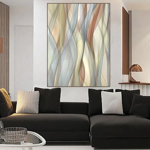 Abstrata Contemporânea com Ondas Suaves em Tons Pastel