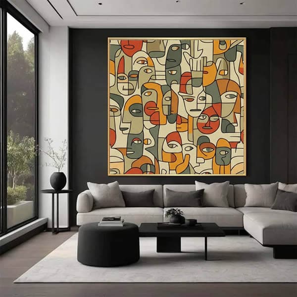 Abstrato Cubista Rostos e Formas Geométricas