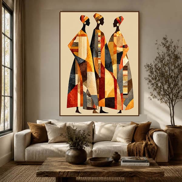 Figurativo Mulheres Africanas Cubismo Tons Terrosos